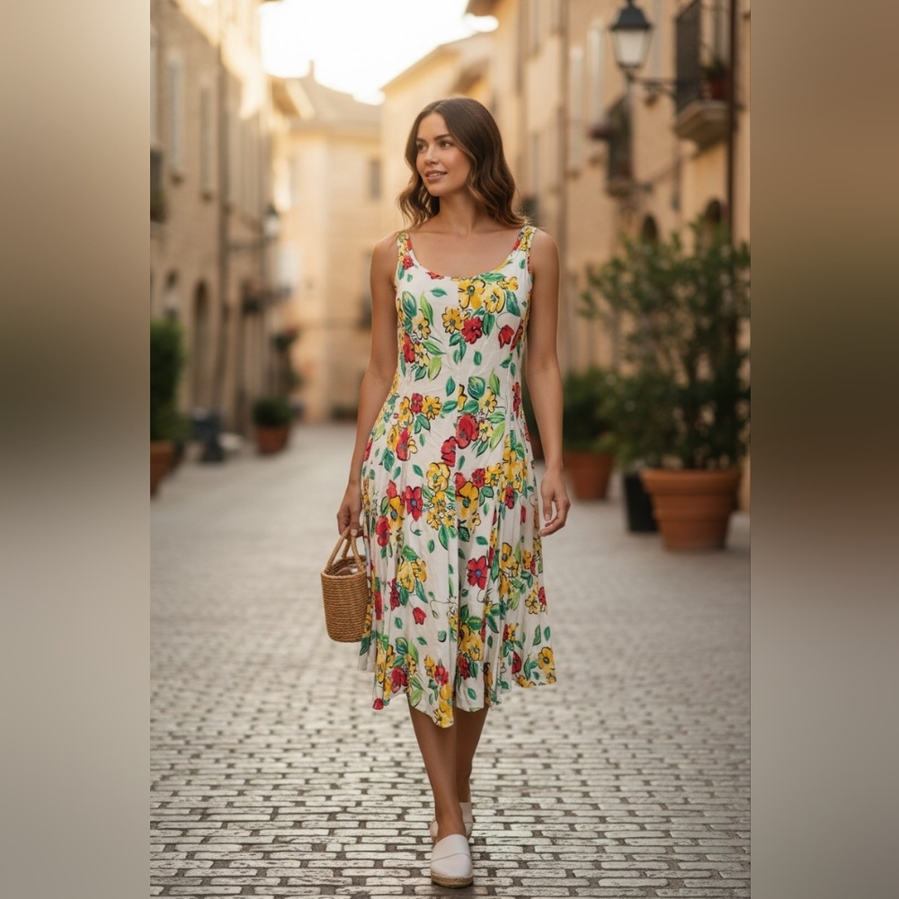 Floral Midi Dress Summer Spring No Tags Belived To Be A Size Small Medium